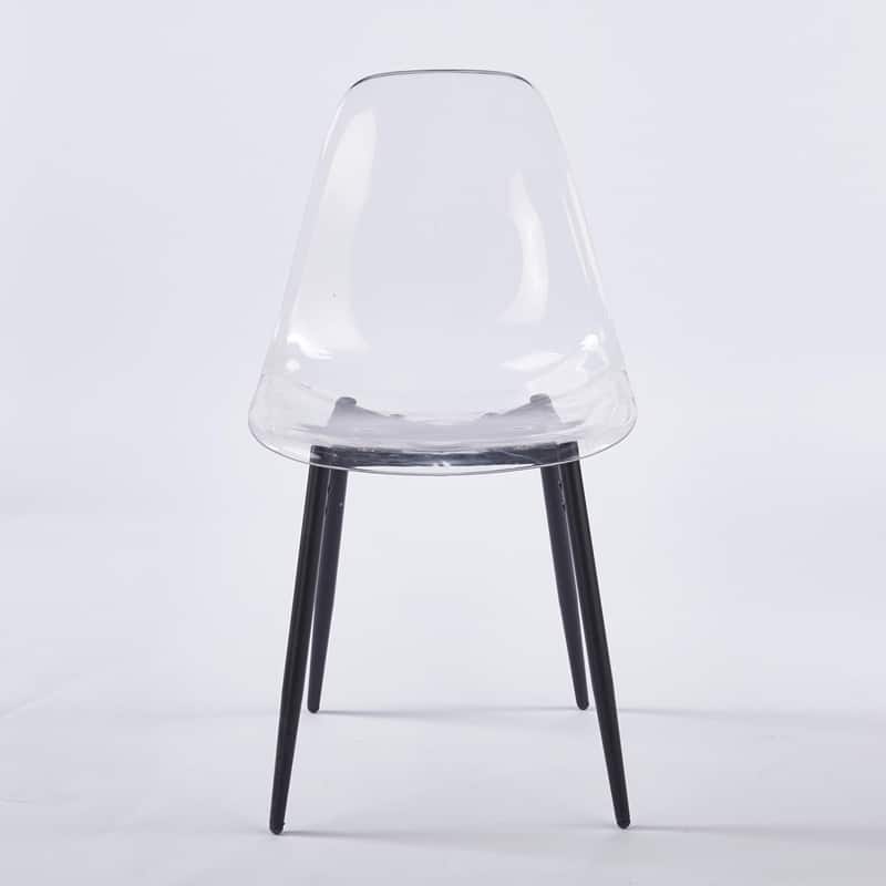 Modern Transparent Dining Chair with Clear Shell and Metal Legs, Easy-Clean Accent Chair for Home or Office
