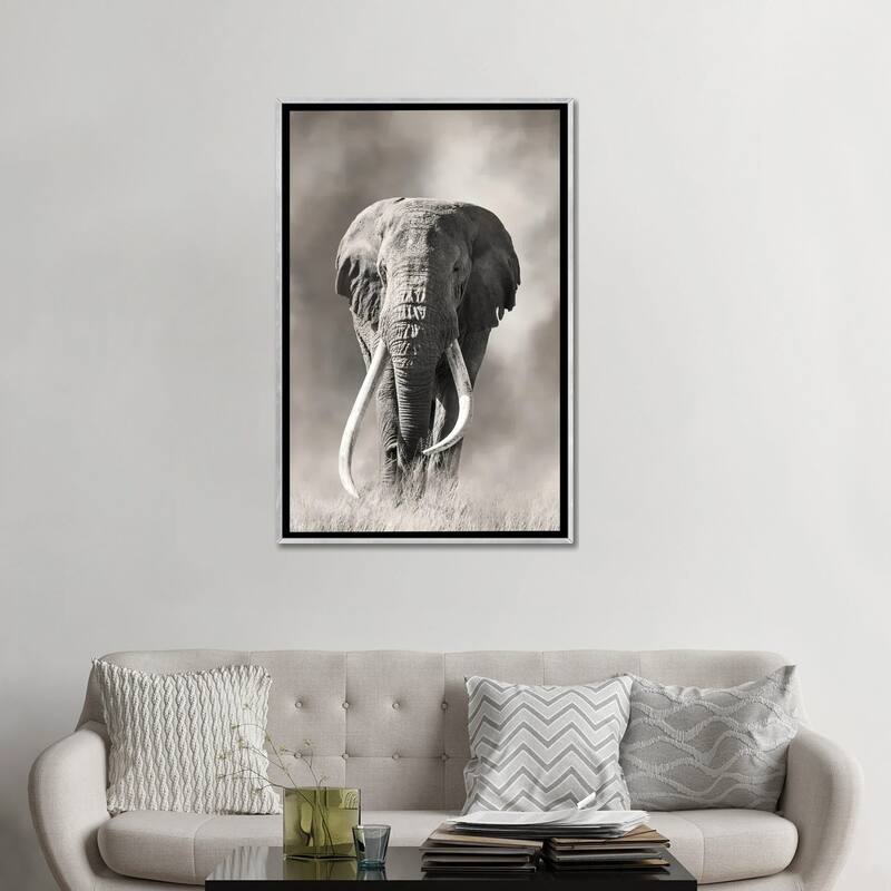 iCanvas "Giant Tusk Bull Elephant Emerges From The Dust Amboseli National Park" by Jane Rix Framed