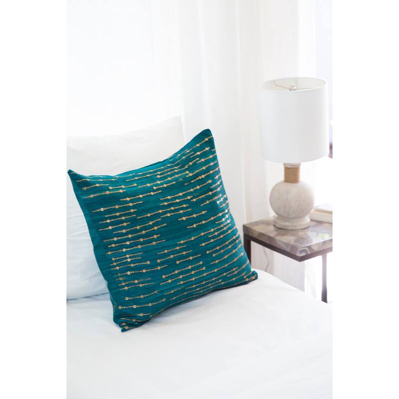 Jiti Indoor Sequined Waterfall Patterned Silk Accent Square Throw Pillows 20 x 20