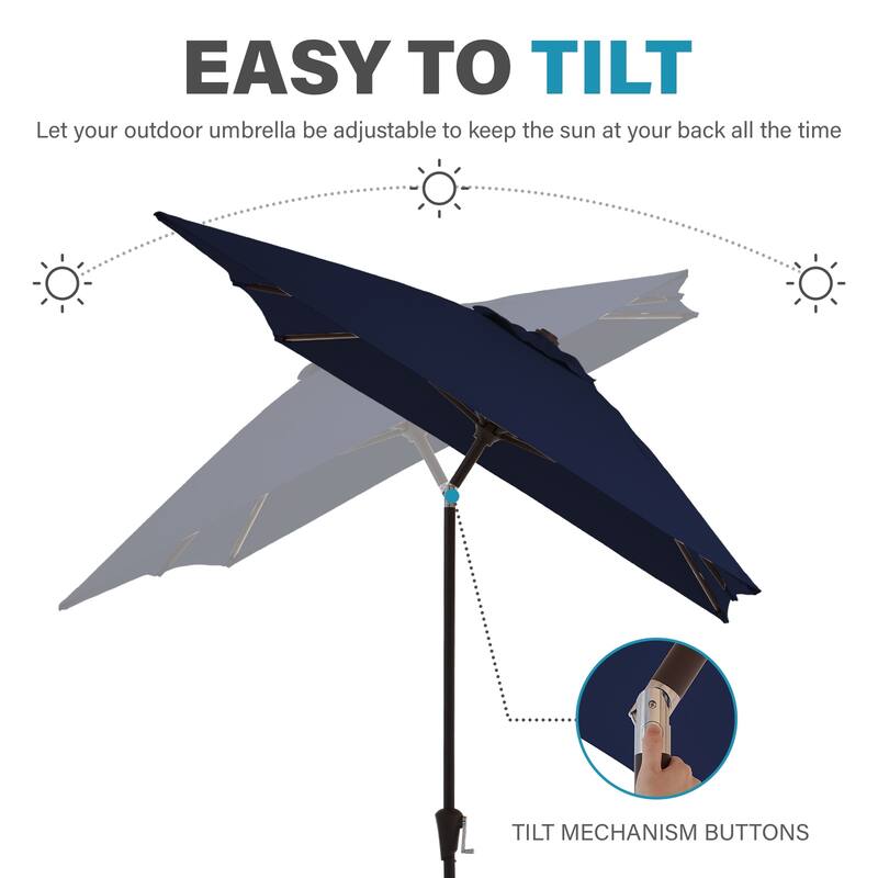 6.5*10ft Rectangular Patio Market Umbrella with Crank & Tilt, UV & Water-Resistant Canopy