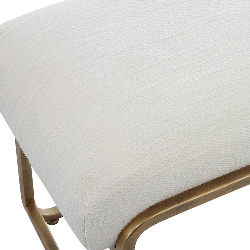 Porch & Den Antique Brass and Cream Cushioned Bench