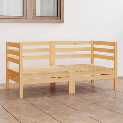 vidaXL Patio Loveseat Outdoor Patio 2-Seater Sofa for Garden Solid Wood Pine - 25" x 25" x 24.6"