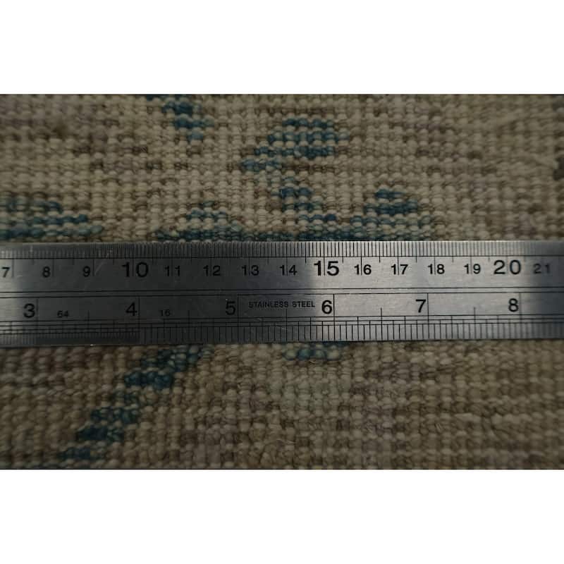 Hand Knotted Oriental 100% Wool Carpet Transitional Geometric Green Khotan Runner Rug - 11' 11'' X 3' 3''