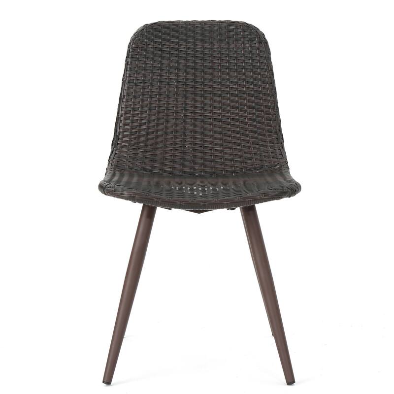 Elegant Wicker Dining Chairs with Powder Coated Legs, Set of 2