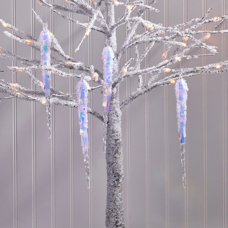 11" Iridescent Icicle Ornament Set of 4