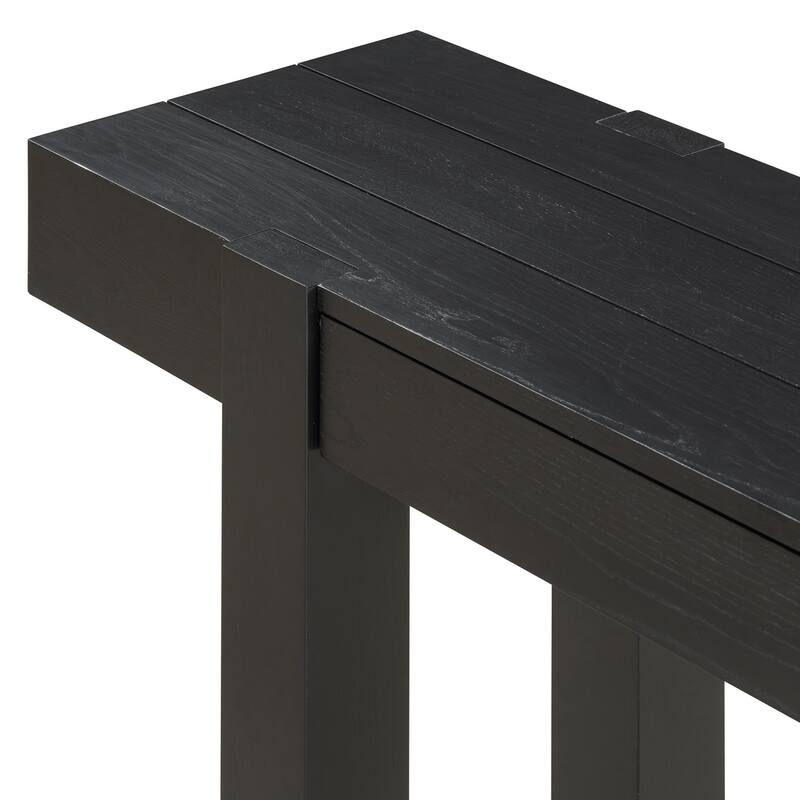 47.25 Inches Wooden Rustic Minimalist Console Table, with Hidden Drawer and Side Power Outlet