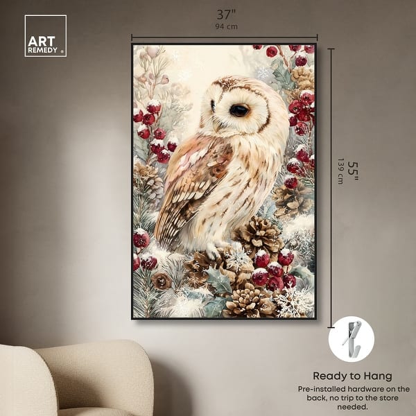 dimension image slide 12 of 24, Christmas Forest Owl III Wall Decor Canvas Print by Art Remedy