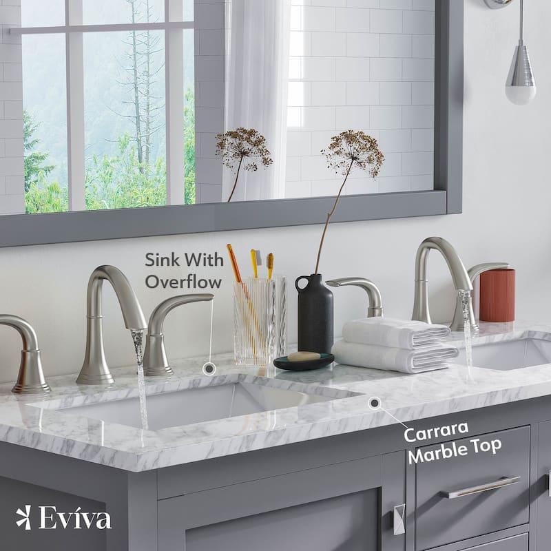 Eviva Aberdeen 48" Gray DS Bath Vanity with WH Carrara Top
