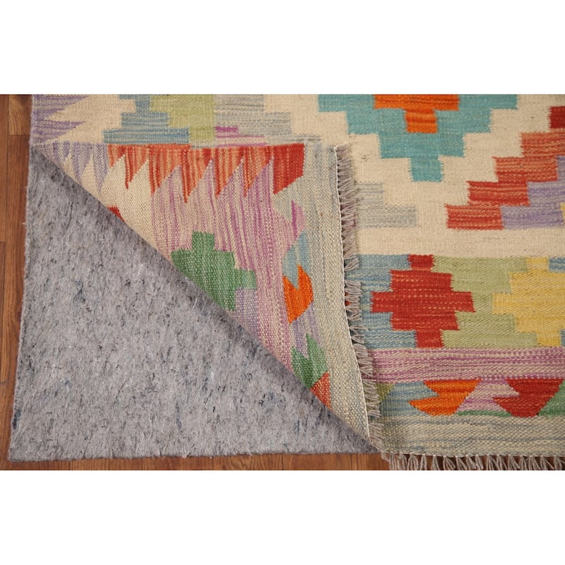 Kilim Reversible Area Rug Flat-weave Wool Carpet - 5'1" x 6'9"