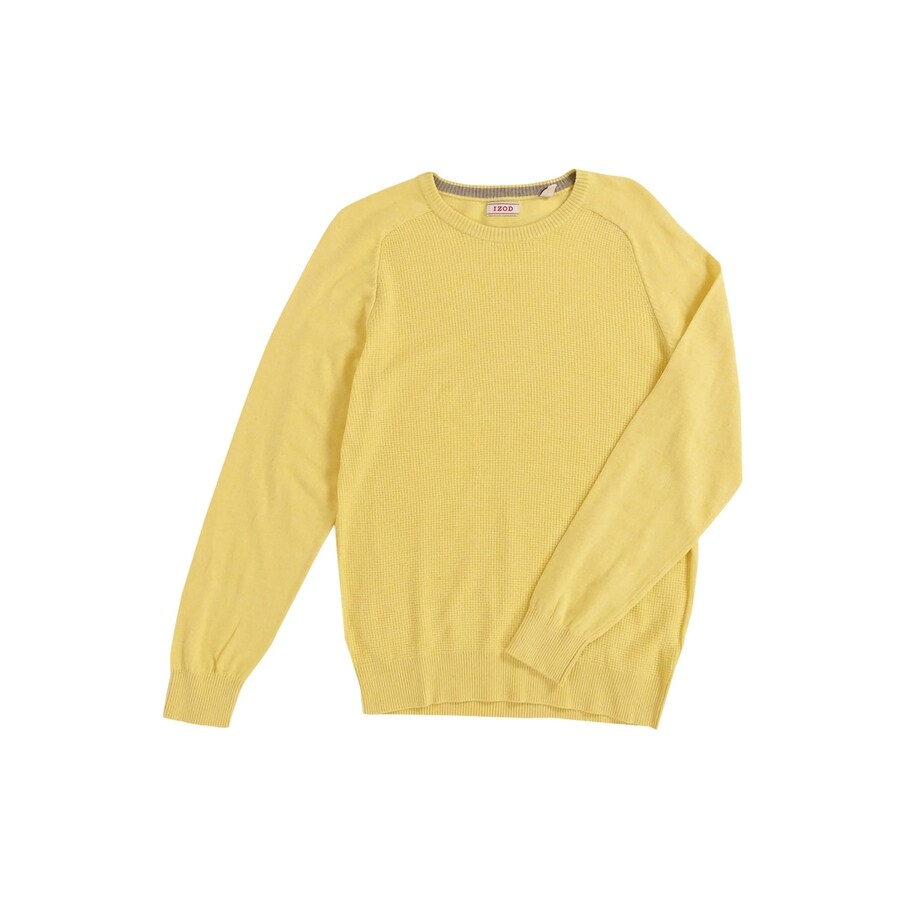 waffle knit crew neck sweater