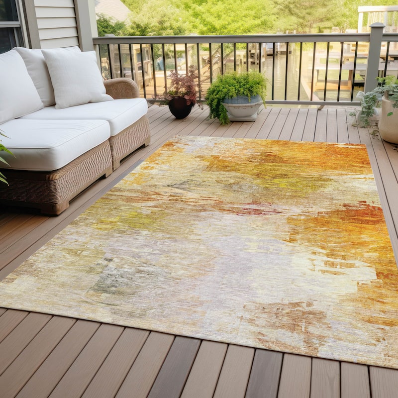Machine Washable Indoor/ Outdoor Chantille Abstract Ombre Rug