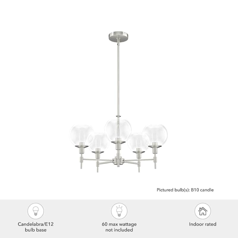 Hunter Xidane Metal and Glass Orb Chandelier - Entry, Kitchen or Dining Room Table, Bedroom - Mid-Century Modern, Transitional