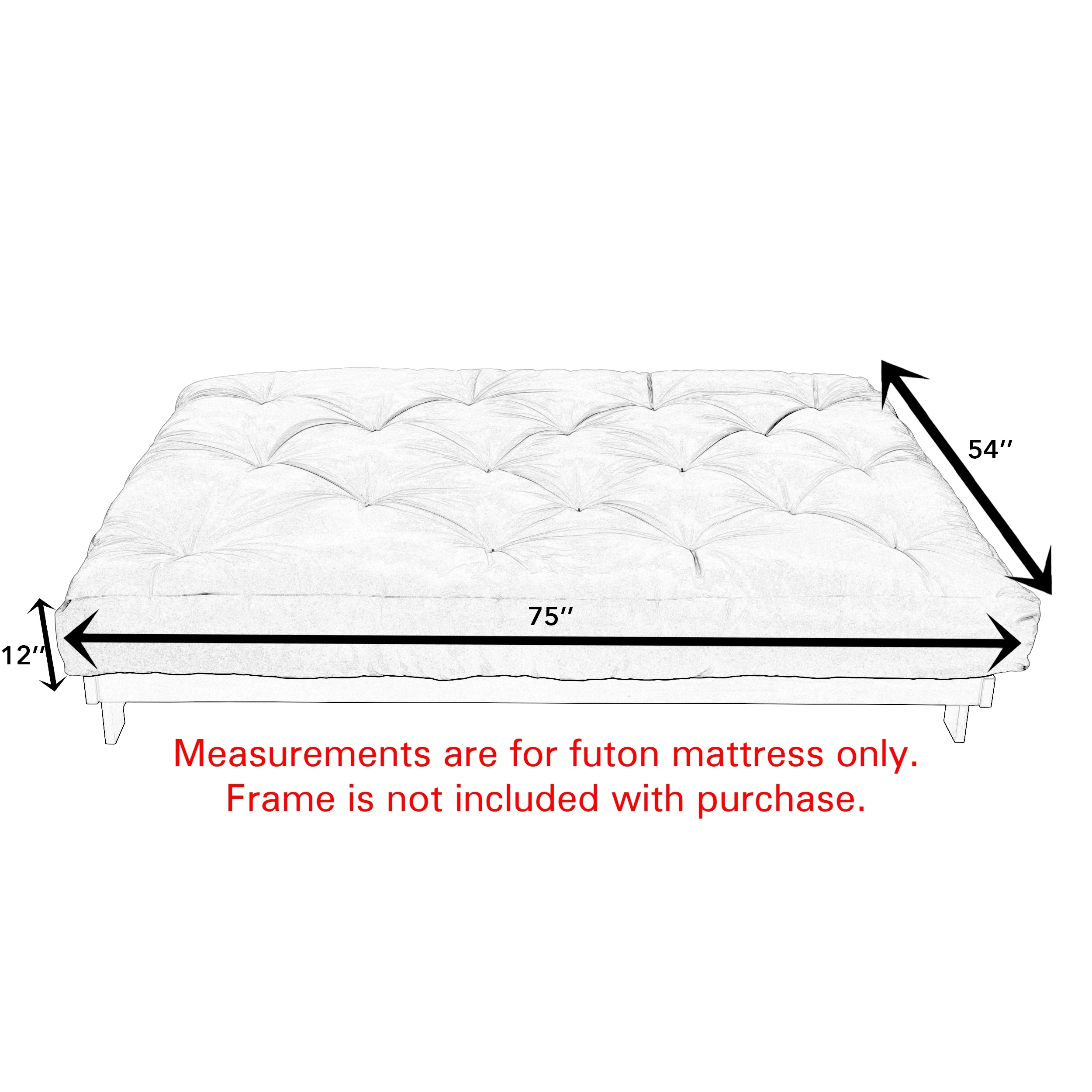 Full size futon online mattress size