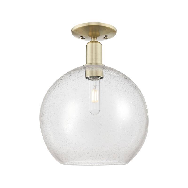 Innovations Lighting Endless Possibilities Arcadia - Athens - 1 Light 12" Semi-Flush Mount - Antique Brass/Seedy