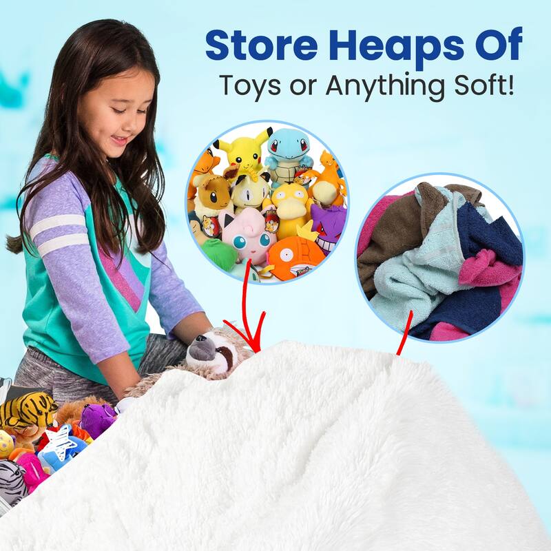 Cheer Collection Shaggy Bean Bag and Stuffed Animal Storage Case