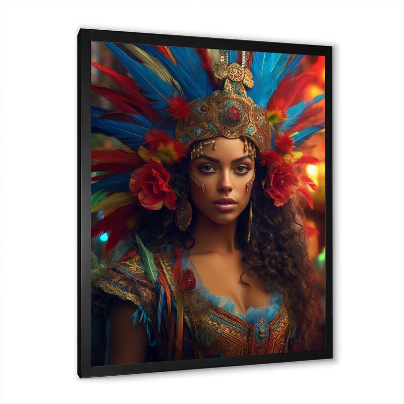 Designart "Multicolor Brazilian Spectrum of Spirit I" Fashion Woman Framed Canvas Wall Art