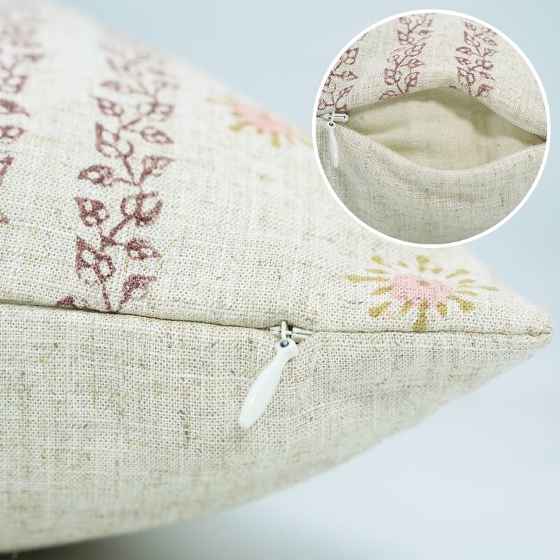 Fabdivine Peach 12x20 Inch Floral Cushion Cover for Summer Bedroom Rectangle Throw Fall Décor Viscose Linen Lounge, Happy Bloom
