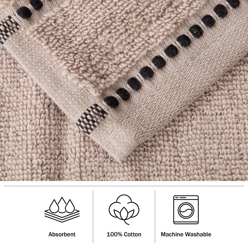Towel Set - Absorbent Cotton Bathroom Accessories with Quick Dry Bath Towels, Hand Towels, and Wash Cloths by Lavish Home Taupe