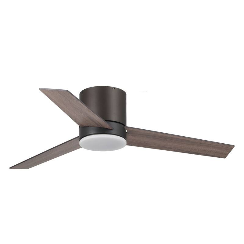 48" Bronze Plywood 3-Blade Flush Mount Ceiling Fan with Light and Remote