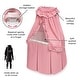 preview thumbnail 3 of 6, Badger Basket Kisses Rectangle Rocking Doll Bassinet - Pink/White