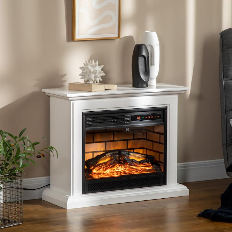 31" Electric Fireplace with Dimmable Flame Effect and Remote Control - White