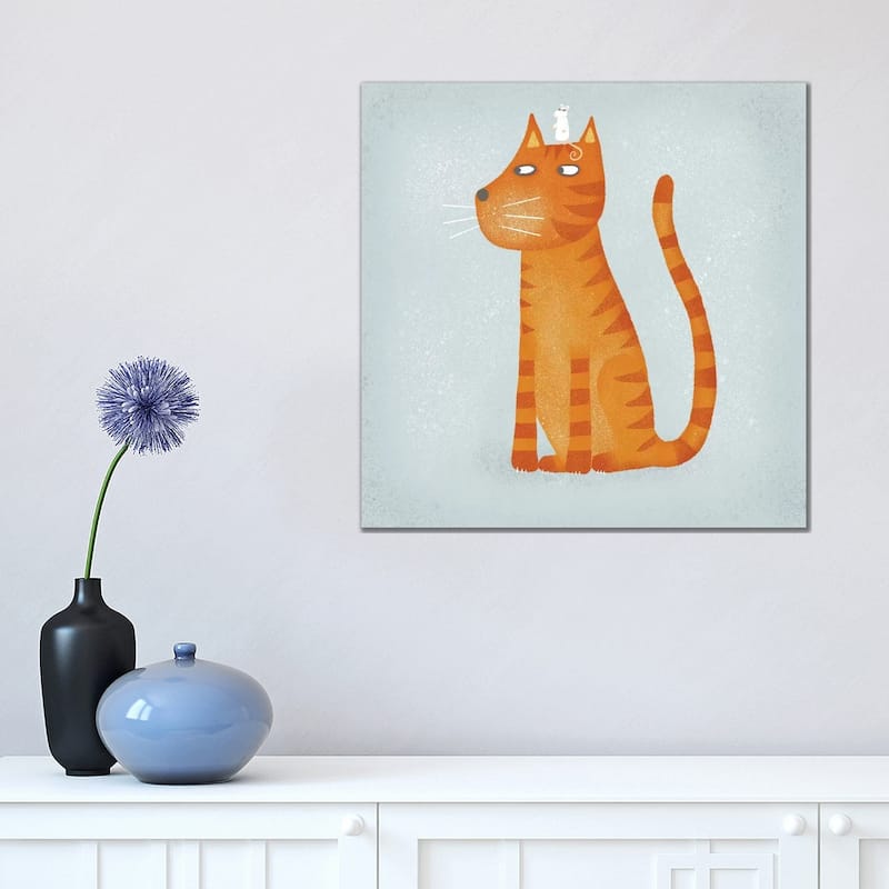 iCanvas "Ginger Cat With Mouse" by Nic Squirrell Canvas Print - 18x18x1.5
