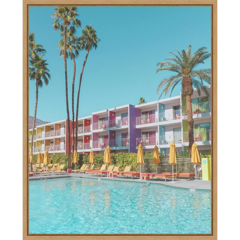 Saguaro Hotel Poolside by Tom Windeknecht Framed Canvas Wall Art Print - Sylvie Natural