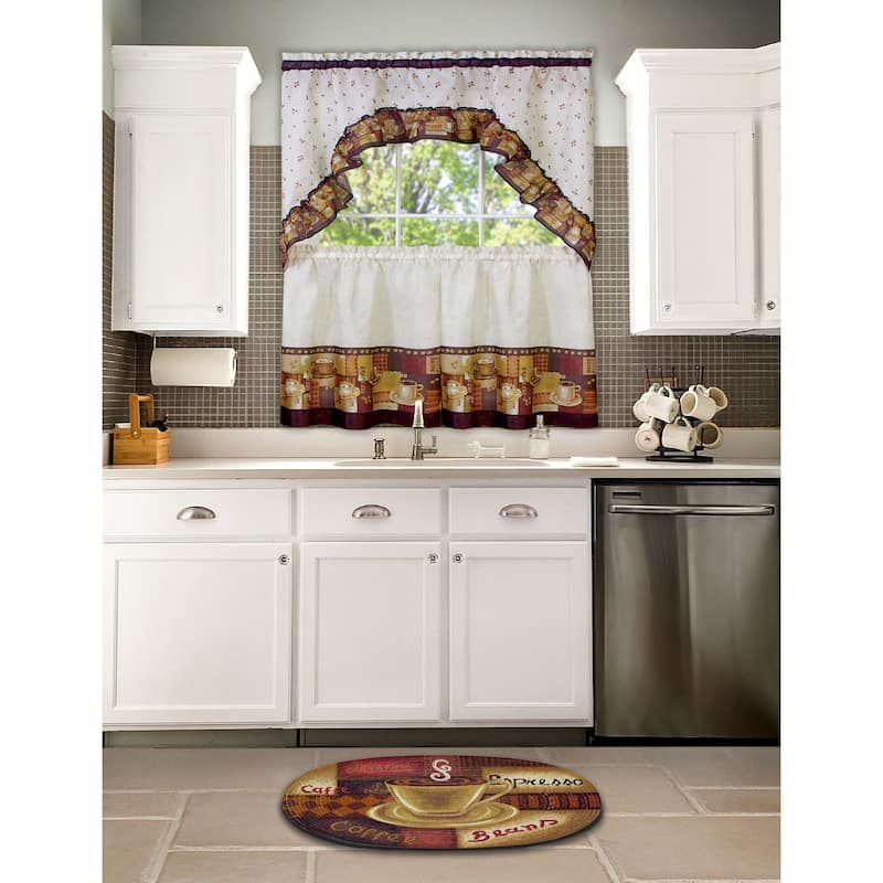Achim ACHIM Multicolor Coffee Printed Tier and Swag Set - 57x 36
