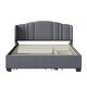 preview thumbnail 16 of 16, Upholstered Platform Bed with Wingback Headboard and 4 Drawers, No Box Spring Needed, Linen Fabric, Queen Size Pink