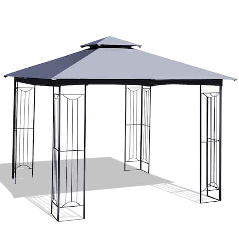 Costway 10' x 10' Patio Canopy Gazebo Outdoor 2-Tier Steel Tent