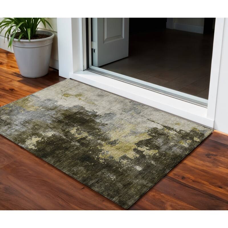 HomeRoots Abstract Transitional Rectangle Outdoor Rug - 3' x 5'