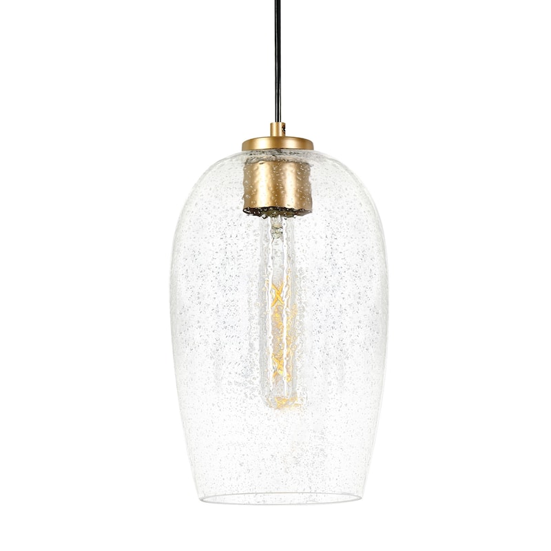 Modern 1-Light Black Gold Pendant Glass Island Lights for Dining Room - D 6.9" x H 12"