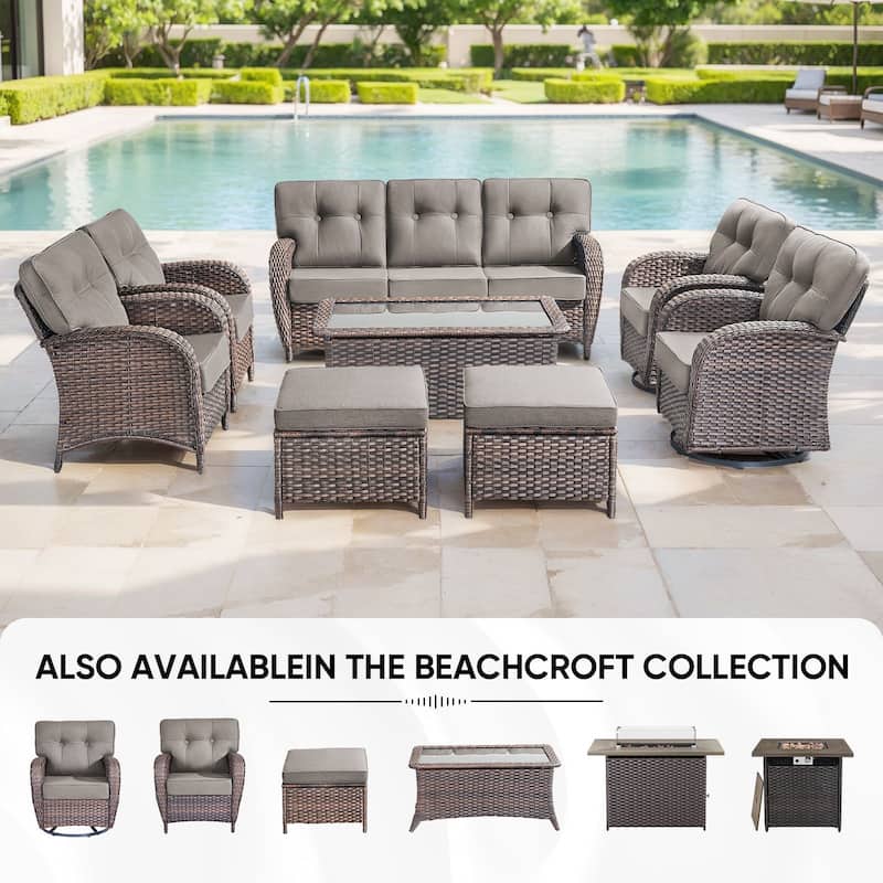 Pocassy 7 Piece Ooutdoor Sofa with Patio Chair Ottoman Table