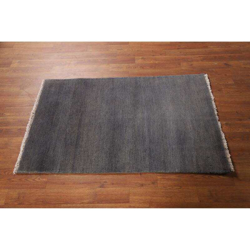 Modern Gray Gabbeh Oriental Accent Rug Hand-Knotted Wool Carpet - 2'6" x 3'10"