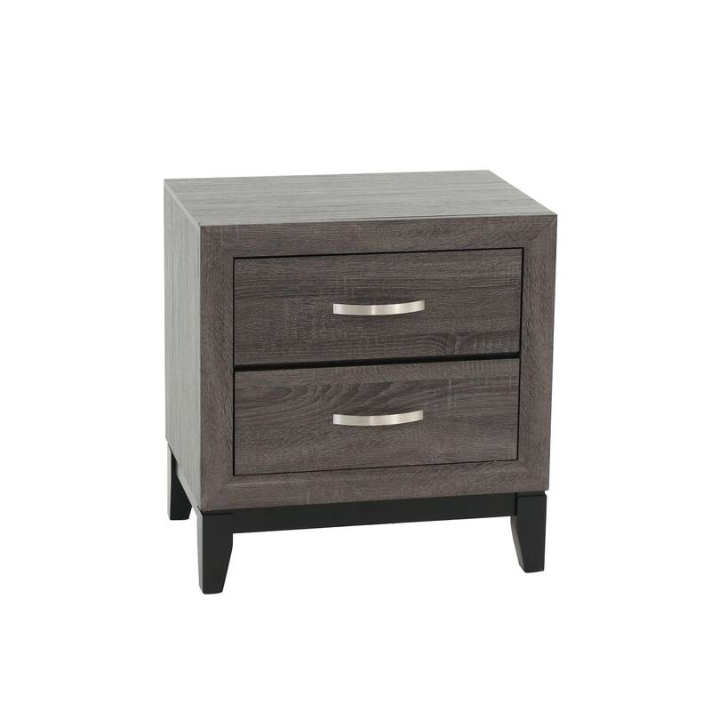 Bedroom Furniture Rustic Oak Simple 1pc Nightstand 2-Drawers Bed Side Table Solidwood