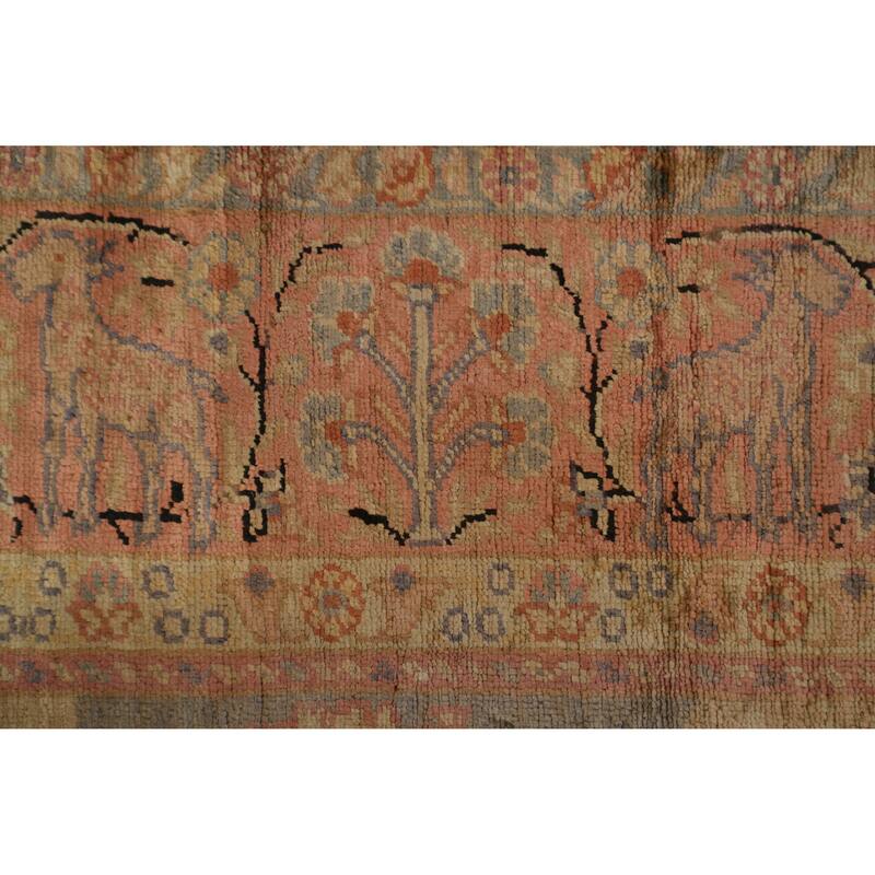 Hand Knotted Traditional Silk Yellow Animal Pictorial Area Rug - 5' 10'' X 4' 0''