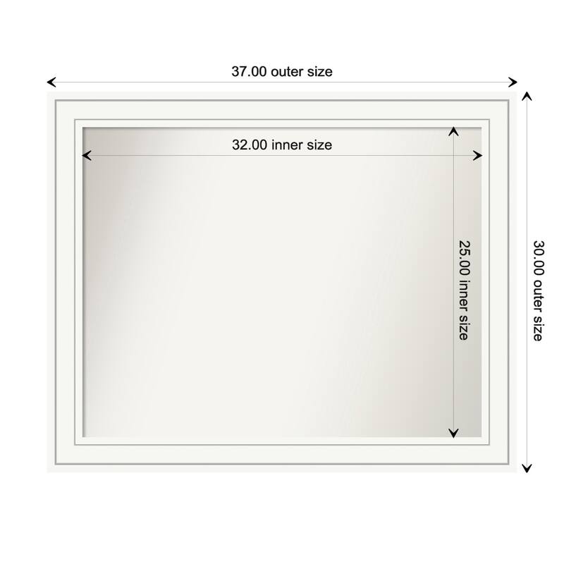Craftsman White Framed Non-Beveled Custom Wall Mirror, Bathroom Vanity Mirror - Outer Size: 37 x 30