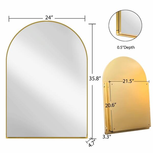 24x36 Inch Arched Recessed Medicine Cabinet with Mirror and Adjustable ...