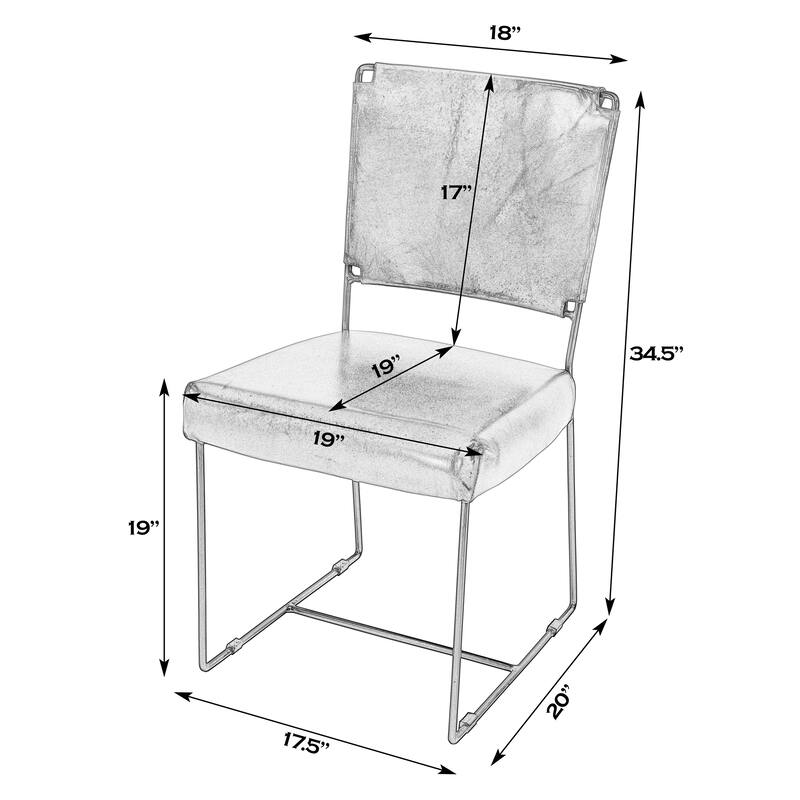 Nevin 19 in. Seat Height Leather and Iron Dining Side Chair