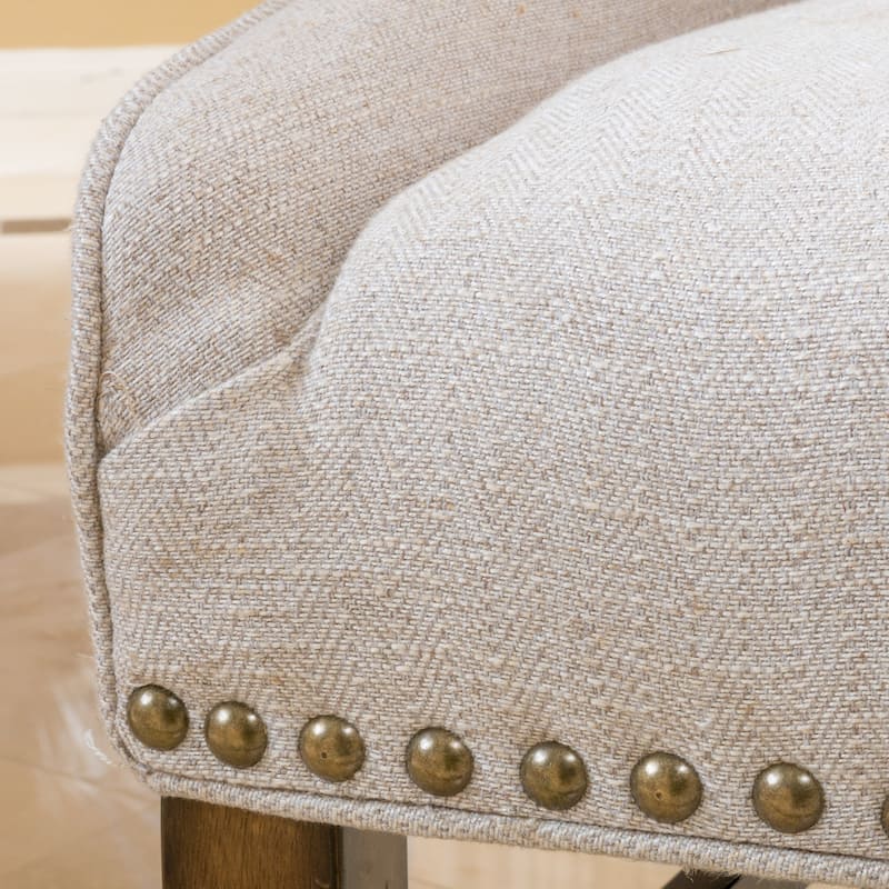 Roomfitters Upholstered Dining Armchair with Nailhead Trim and Curved Backrest, Elegant Accent Chair