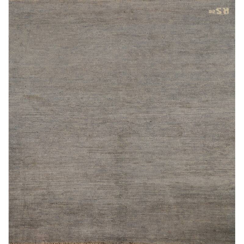 Gray Modern Gabbeh Oriental Square Area Rug Handmade Wool Carpet - 4'0"x 3'11"