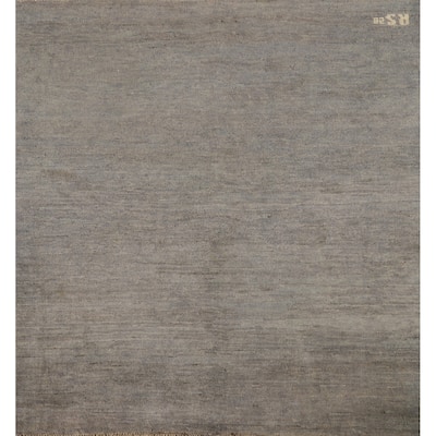 Gray Modern Gabbeh Oriental Square Area Rug Handmade Wool Carpet - 4'0"x 3'11"