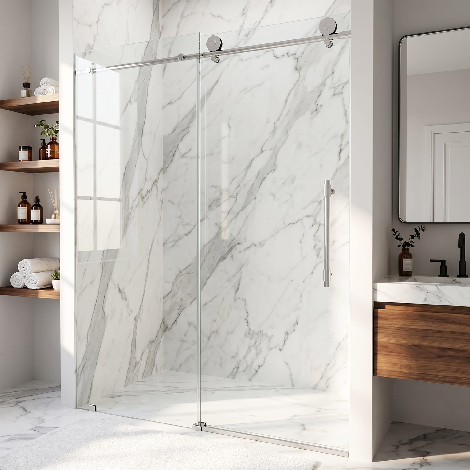 VIGO Elan Hart Frameless Sliding Shower Door