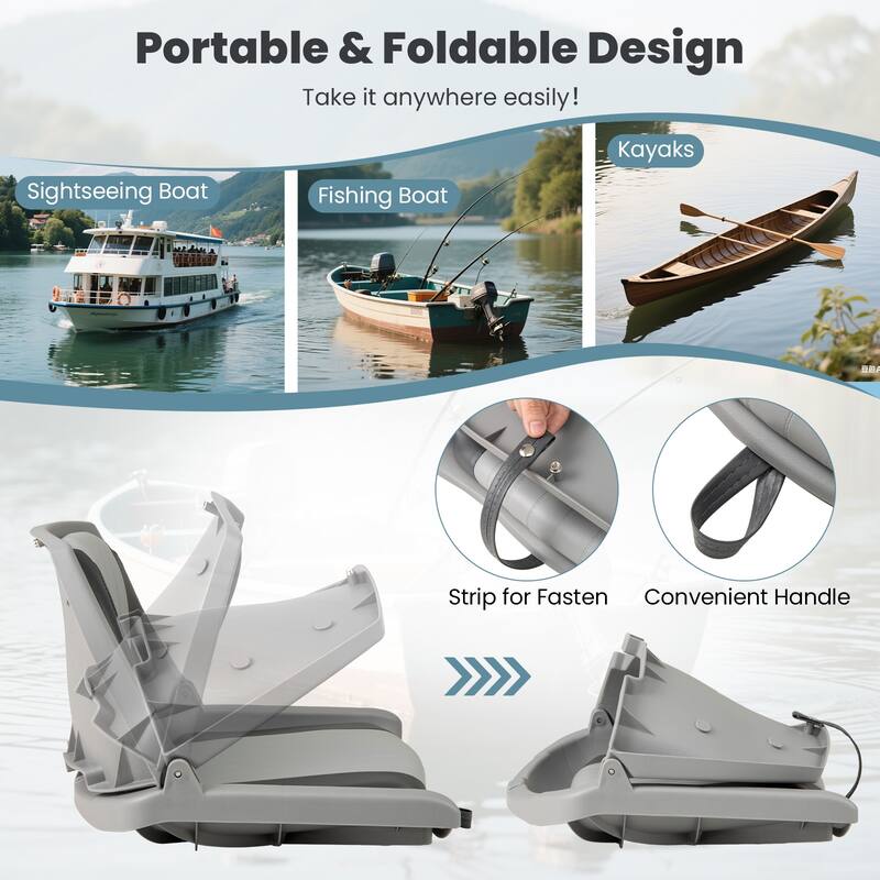 Gymax Folding Fishing Boat Seat w/High-density Sponge Cushion PVC