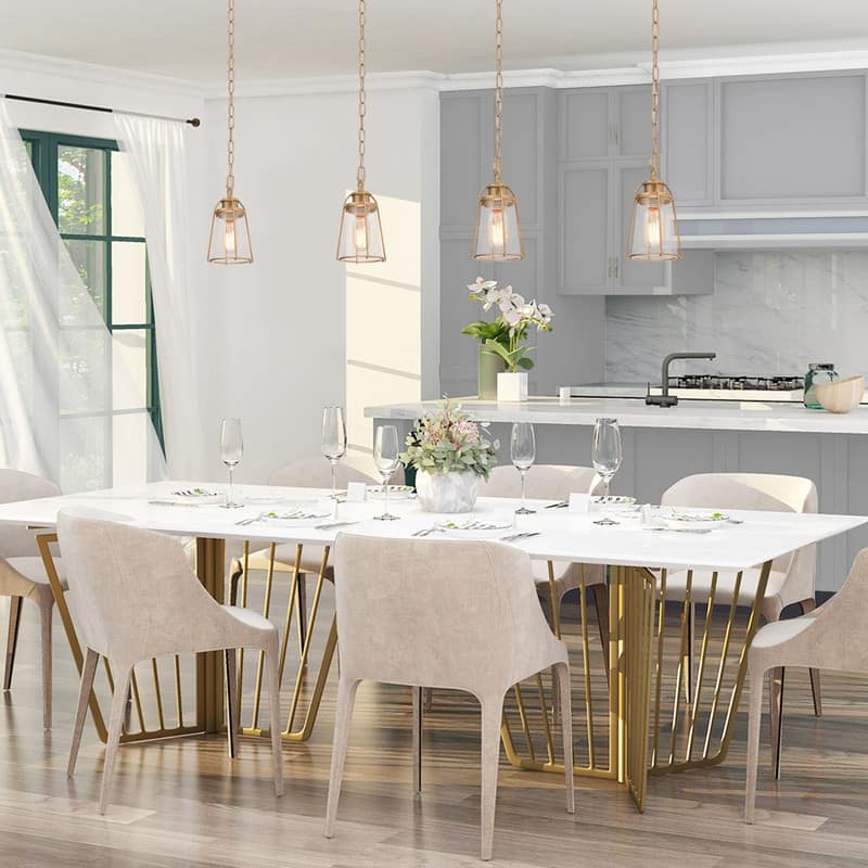 Modern Glam Gold 1-light Mini Kitchen Island Pendant with Bubble Glass - N/A