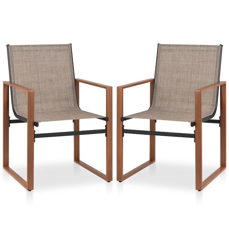 Gymax 4 PCS Outdoor Dining Chairs Patio Furniture Chair w/ Breathable