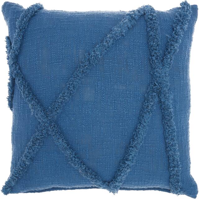Mina Victory Distressed Diamond Boho Throw Pillow - 18" x 18" - Blue
