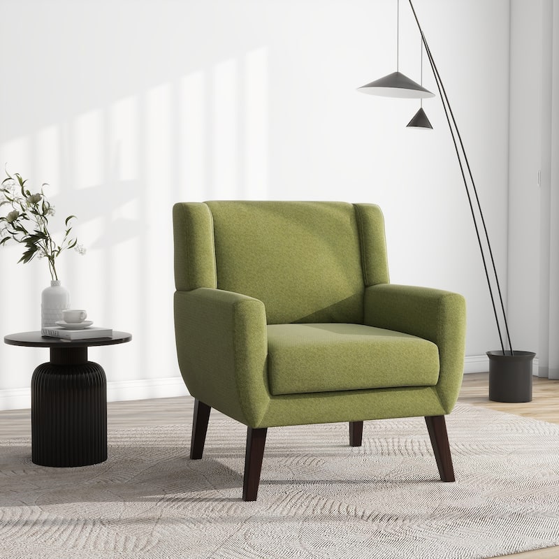Modern Upholstered Linen Accent Chair Wingback Armchair