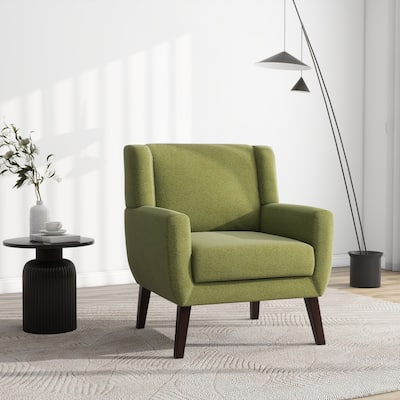 Modern Upholstered Linen Accent Chair Wingback Armchair