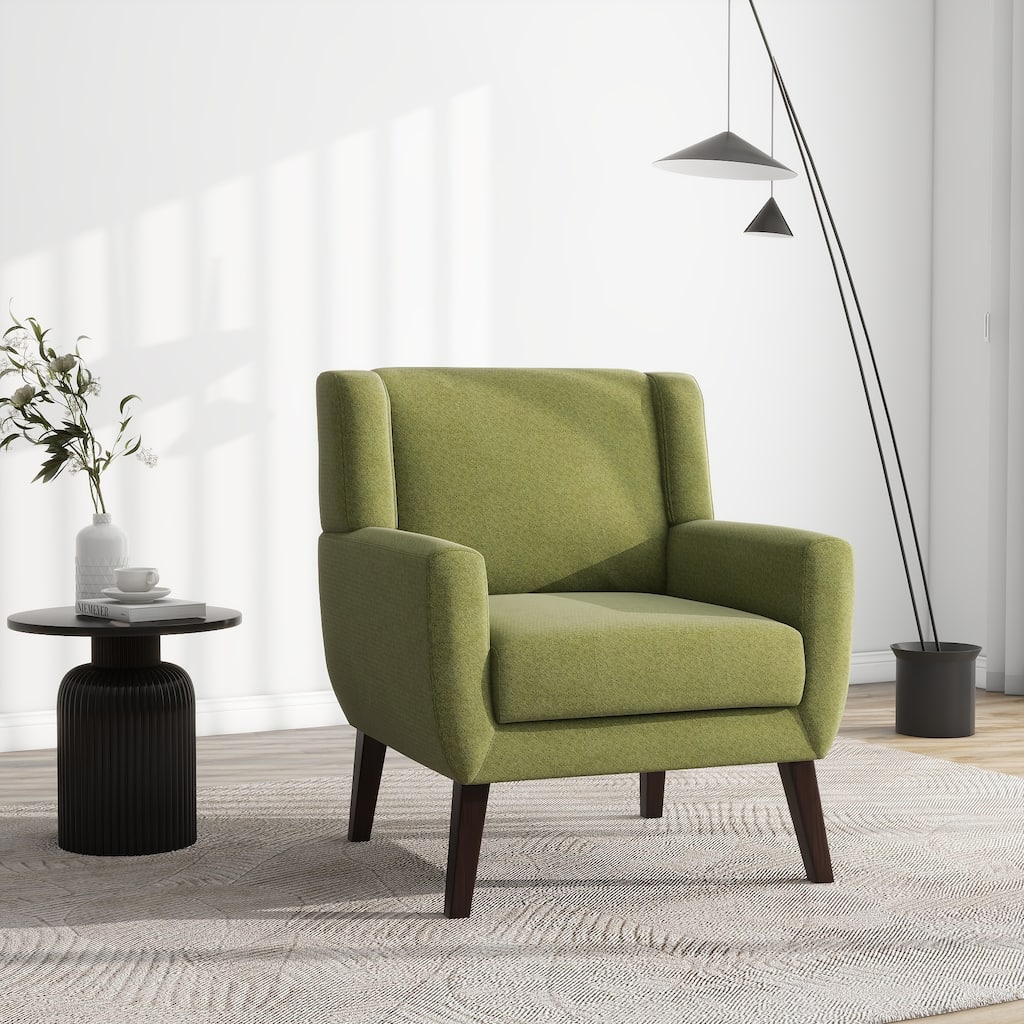 Modern Upholstered Linen Accent Chair Wingback Armchair
